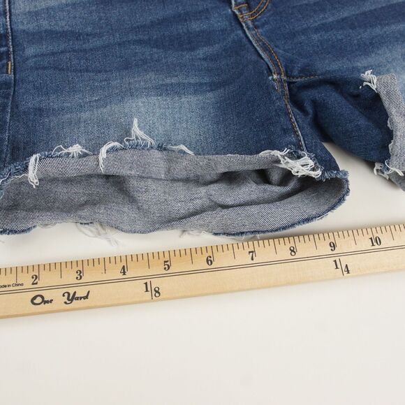 American Eagle Next Level Stretch Hi Rise Shortie Blue Denim Shorts Sz 2 - Picture 5 of 9